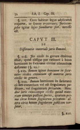 Caput III. De Differentia materiali iuris Romani