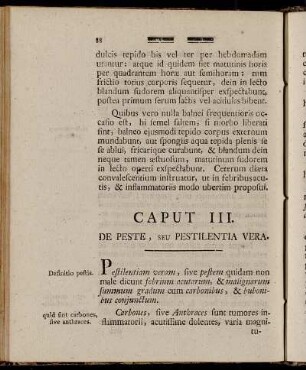 Caput III. De Peste, seu Pestilentia Vera.