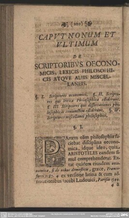 Caput Nonum Et Ultimum De Scriptoribus Oeconomicis, Lexicis Philosophicis Atque Aliis Miscellaneis
