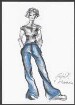 Modezeichnung: Frau in Jeans