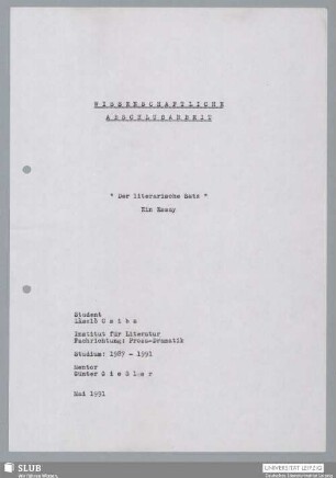 Der literarische Satz : ein Essay