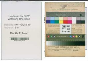 Entnazifizierung Anton Dieckhoff , geb. 04.04.1909 (Elektrosteiger)