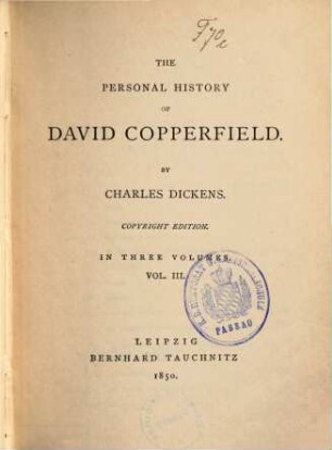 The personal history of David Copperfield : in three volumes. 3