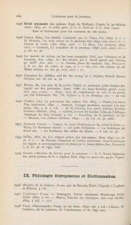IX. Philologie européenne et dictionnaires