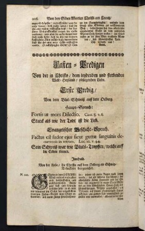 206-261, Fasten-Predigen. Von der Christo dem leydenden und sterbenden Welt-Heyland obsiegenden Liebe