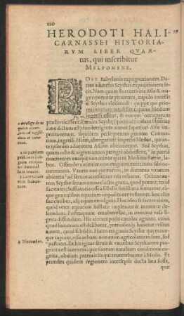 Herodoti Halicarnassei Historiarum Liber Quartus, qui inscribitur Melpomene.