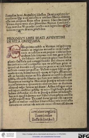 Prologus libri beati Augustini de vita christiana.