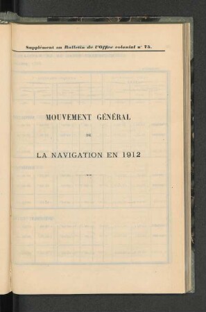 Mouvement Général De La Navigation En 1912.