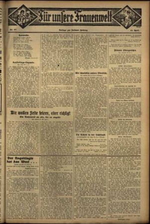Zweite Ausgabe vom Donnerstag, den 13. April 1933.