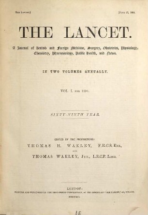 The lancet. 1891, Vol. 1