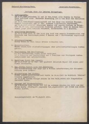 Kriegschronik der ev. Kirchengemeinde Roßwälden (Dek. Kirchheim/Teck).