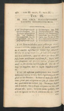 Tit. IX. De Iure Circa Praescriptionem Bonorum Ecclesiasticorum