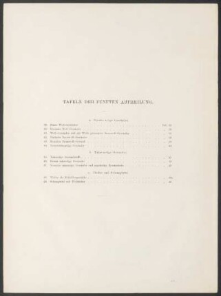 Tafeln der fünften Abtheilung.