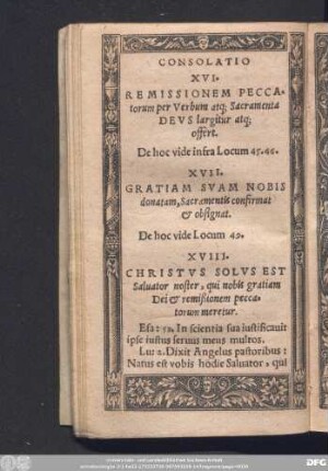 XVI. Remissionem Peccatorum per Verbum atq[ue] Sacramenta Deus largitur atq[ue] offert.