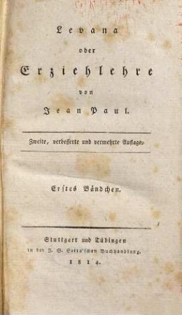 Levana oder Erziehlehre, Erstes Bändchen