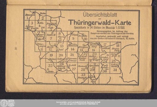 Übersichtsblatt zur Thüringerwald-Karte