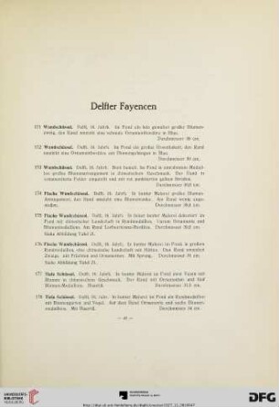 Delfter Fayencen, Fayencen (Nr. 171-224)