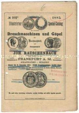 Illustrierter Spezialkatalog über Dreschmaschinen und Göpel