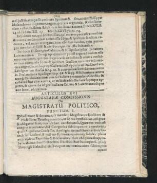 Articulus XVI. Augustanae Confessionis De Magistratu Politico.