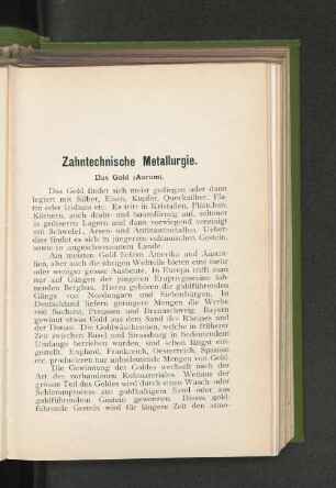 Zahntechnische Metallurgie.