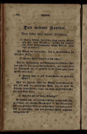 Das neunte Kapitel. Vom Leben eines wahren Gläubigen.