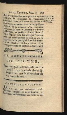 Entretien onzieme. Le gouvernement de l'homme, prouvé par [...]