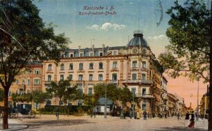 Postkartenalbum mit Motiven von Karlsruhe. "Karlsruhe in Baden. Karl-Friedrich-Straße"
