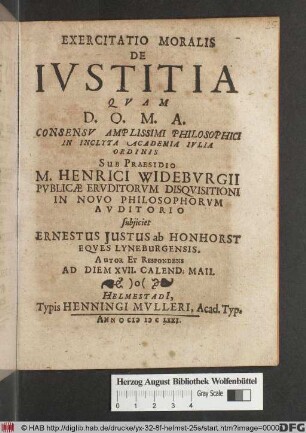 Exercitatio Moralis De Iustitia
