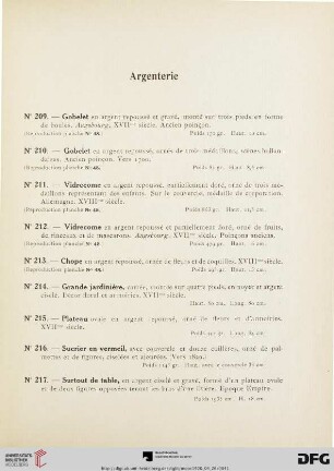 Argenterie (Nr. 209-217)