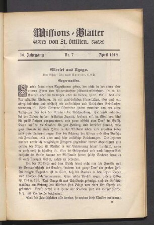 18. Jahrgang. Nr. 7. April 1914