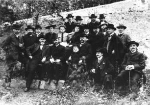 Coswiger Ratsherren während eines Ausflugs. Gruppenaufnahme, um 1910