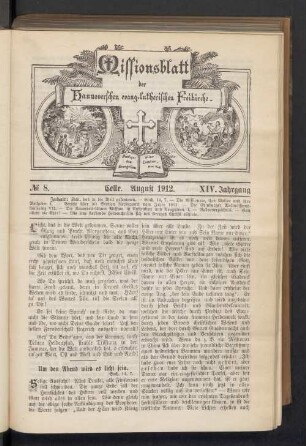 N°. 8. August 1912. XIV. Jahrgang