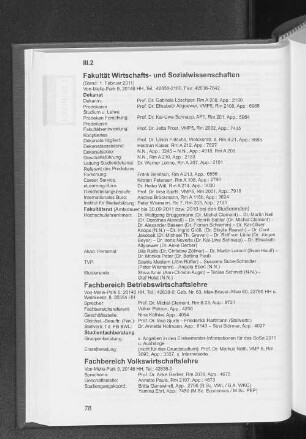 Fachbereiche BWL und VWL