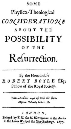 Some Physico-Theological Considerations About The Possibility Of The Resurrection