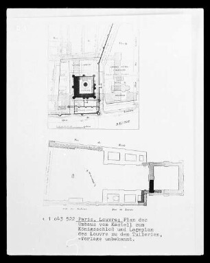 Paris, Louvre, Plan des Überbaus vom Kastell zum Königsschloss