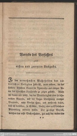 Vorrede des Verfassers zur ersten und zweyten Ausgabe