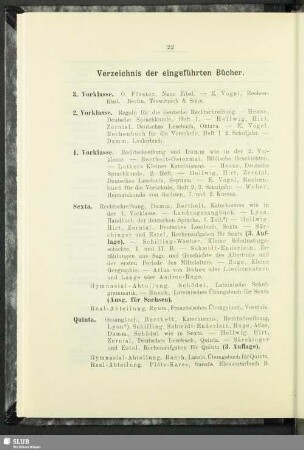 Verzeichnis der eingeführten Bücher