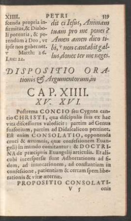 Dispositio Orationis Et Argumentorum, in Cap. XIIII. XV. XVI.