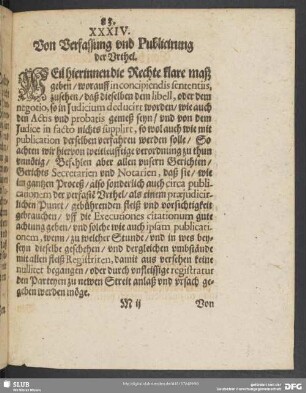 XXXIV. Von Verfassung und Publicirung der Urthel