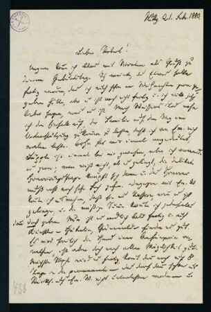 Brief vom 21. Febr. 1880