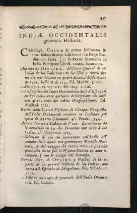 457-462, Indiae Occidentalis generalis Historia.
