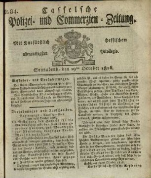 Nr. 84, Sonnabend, den 19ten October 1816