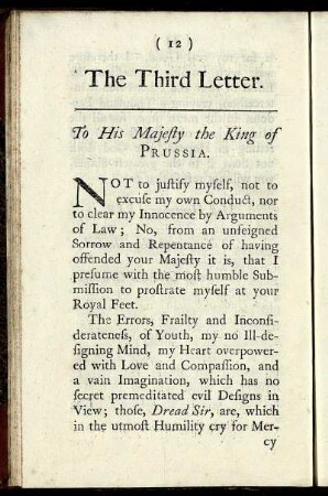 The Third Letter. To His Majesty the King of Prussia.