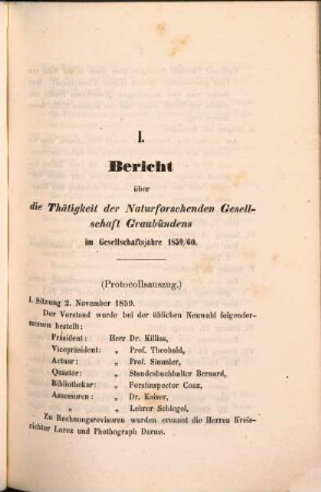 Jahresbericht der Naturforschenden Gesellschaft Graubündens. 6. 1859/60. - 1861