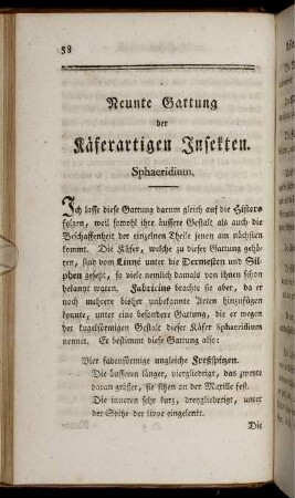 Neunte Gattung der Käferartigen Insekten. Sphaeridium.