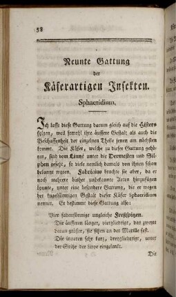 Neunte Gattung der Käferartigen Insekten. Sphaeridium.
