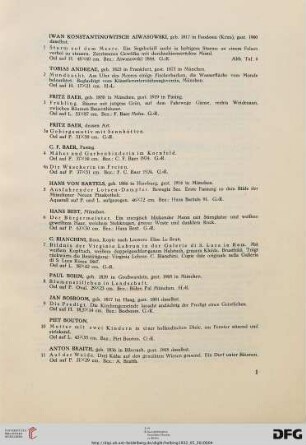 Ölgemälde/Aquarelle und Handzeichnungen des XIX. und XX. Jahrhunderts (Nr. 1-203)