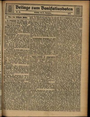 Zweite Ausgabe vom Sonntag, den 22. September 1929.