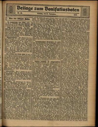 Zweite Ausgabe vom Sonntag, den 22. September 1929.