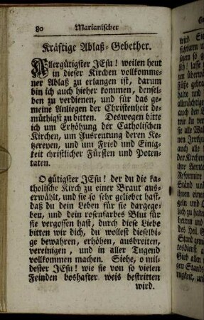 Kräftige Ablaß-Gebether. - Dienstags-Gebeth zu St. Anna.